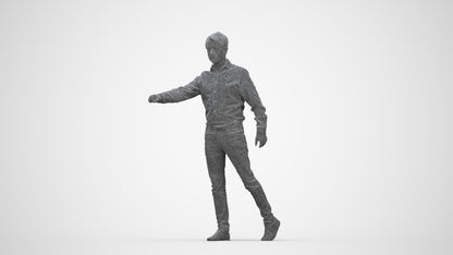 realistic 3D people man casual door, render-ready for V-Ray and Corona, FBX OBJ, wireframe back view