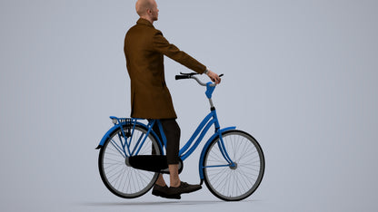 3D people model man business cycling, scanned human for 3ds Max rendering, side view render