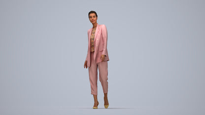 realistic 3D people woman business walking, render-ready for V-Ray and Corona, FBX OBJ, top-down view render