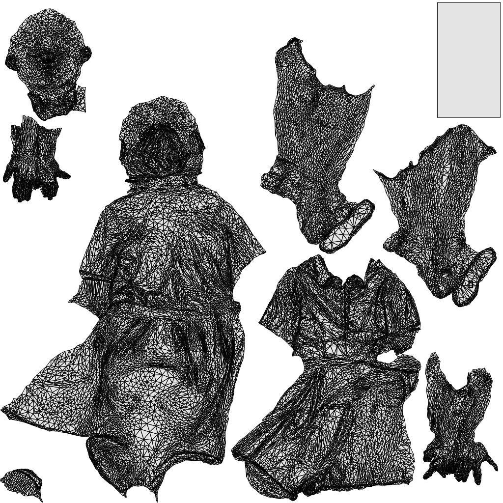 realistic 3D girl mix, scanned archviz people for Blender and 3ds Max, wireframe top-down view