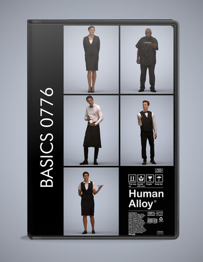 3D human models hospitality bundle, 5 photogrammetry scanned people for archviz