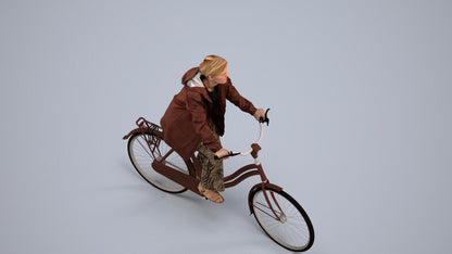 3D people model woman casual cycling, scanned human for 3ds Max rendering, back view render