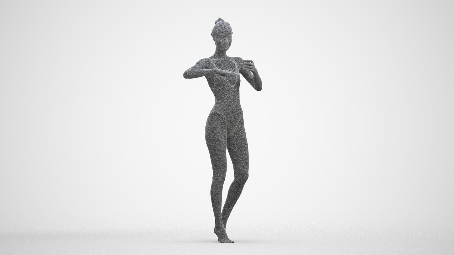 3D people model woman pool, scanned human for 3ds Max rendering, three-quarter front view render