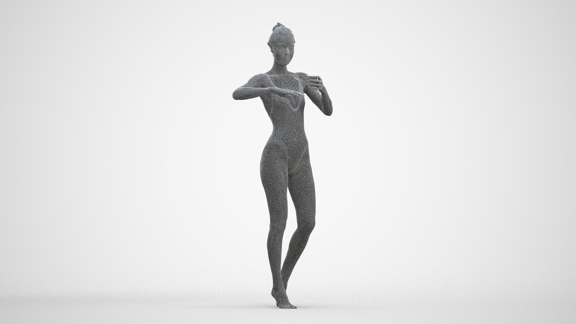 3D people model woman pool, scanned human for 3ds Max rendering, three-quarter front view render