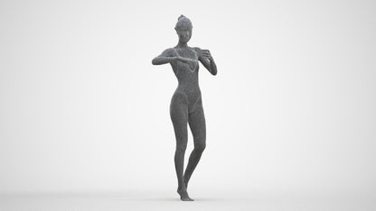 3D people model woman pool, scanned human for 3ds Max rendering, three-quarter front view render