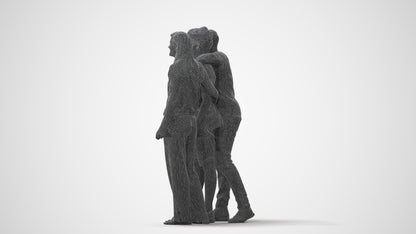3D human model girl casual kids, photogrammetry scanned person for archviz, square thumbnail