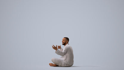 realistic 3D people man sitting, render-ready for V-Ray and Corona, FBX OBJ, three-quarter view render