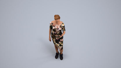 3D people model woman casual standing, scanned human for 3ds Max rendering, back view render