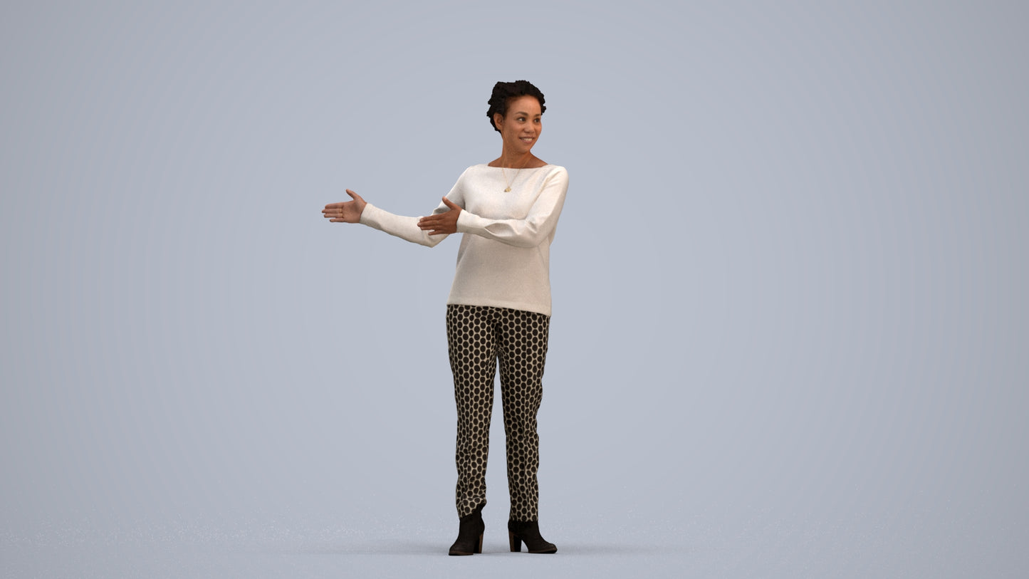 photogrammetry 3D woman casual standing, realistic human model archviz FBX, standing pose render