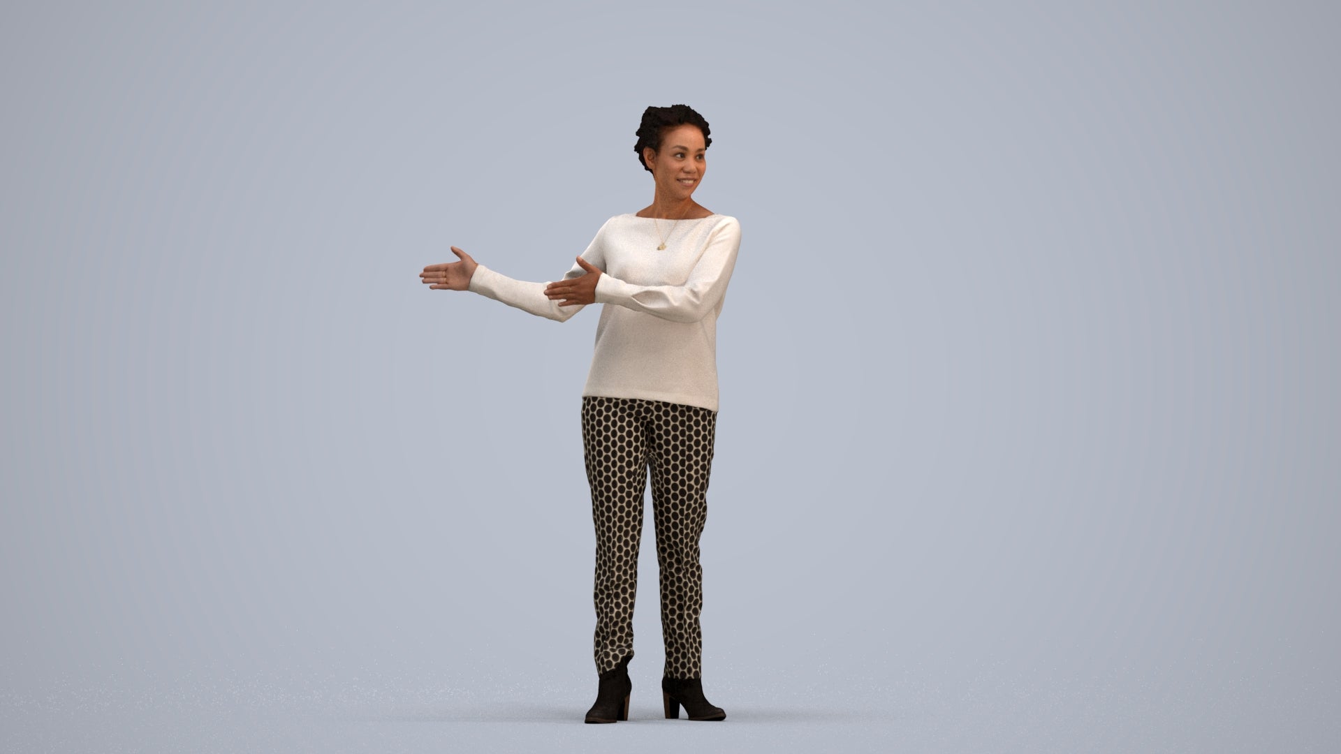 photogrammetry 3D woman casual standing, realistic human model archviz FBX, standing pose render