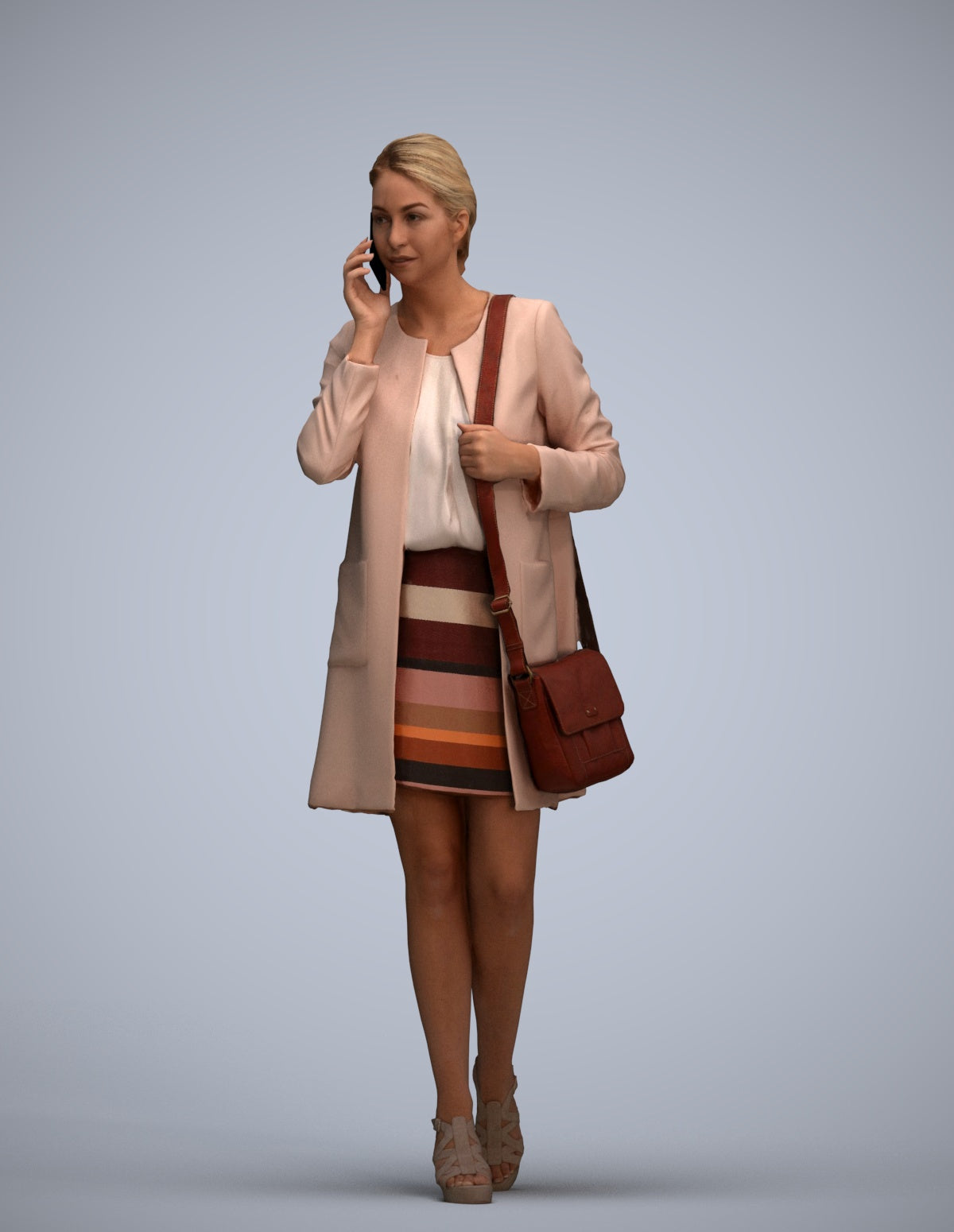 3D scanned woman walking business, photorealistic archviz people for Enscape and SketchUp