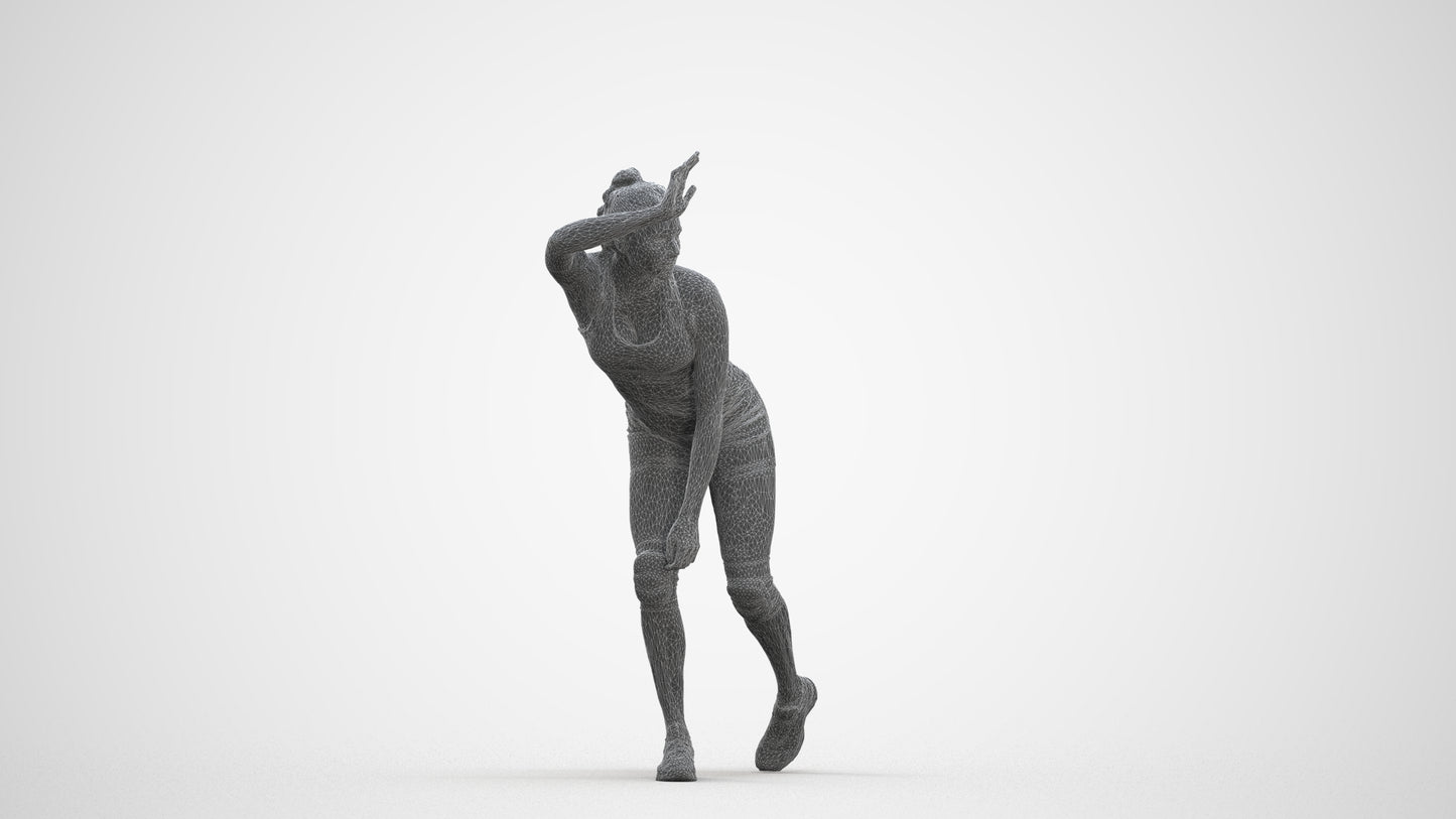 scanned 3D woman sport, photogrammetry people for Enscape and V-Ray, three-quarter front view render