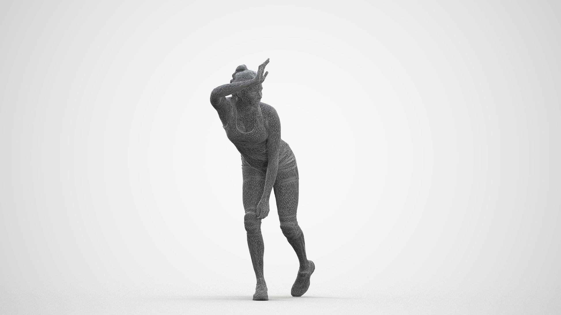 scanned 3D woman sport, photogrammetry people for Enscape and V-Ray, three-quarter front view render