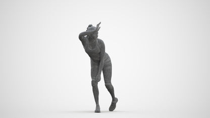 scanned 3D woman sport, photogrammetry people for Enscape and V-Ray, three-quarter front view render