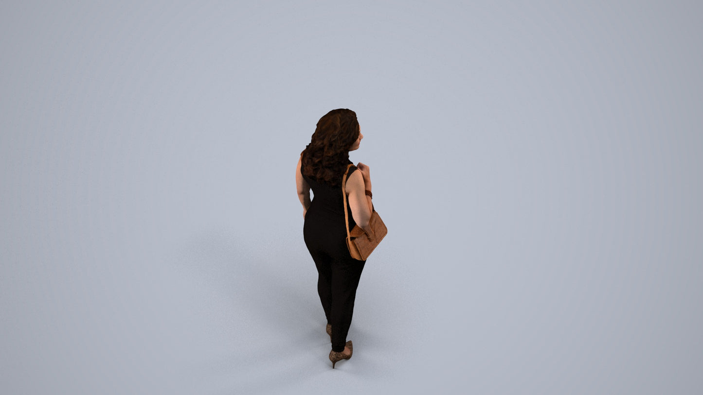 realistic 3D people woman business walking, render-ready for V-Ray and Corona, FBX OBJ, back view render