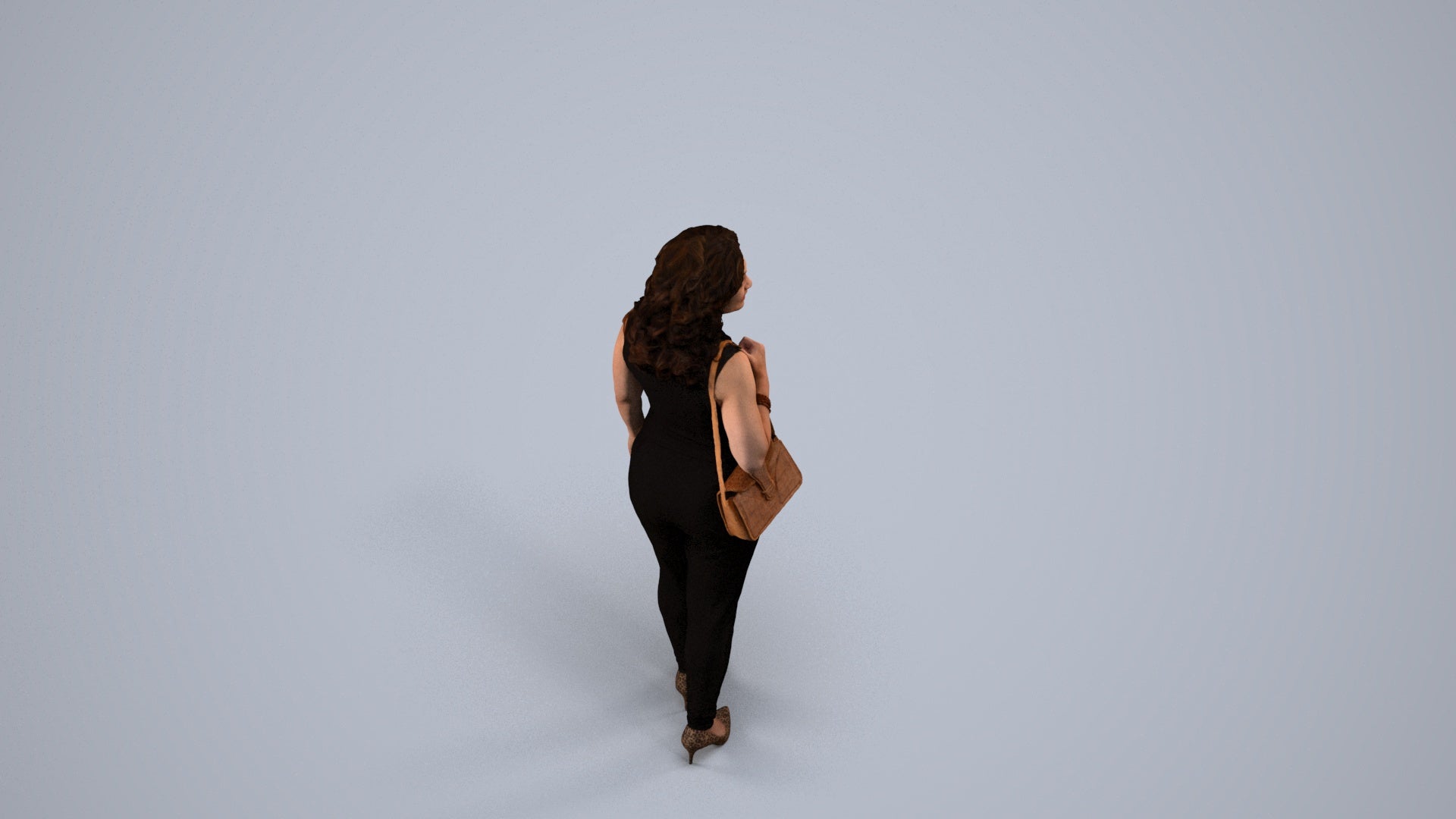 realistic 3D people woman business walking, render-ready for V-Ray and Corona, FBX OBJ, back view render