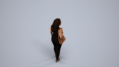 realistic 3D people woman business walking, render-ready for V-Ray and Corona, FBX OBJ, back view render