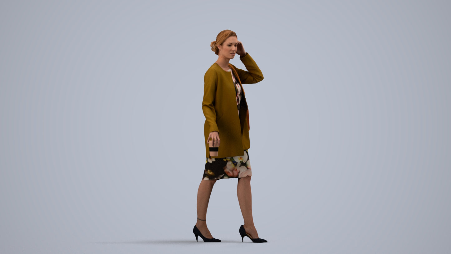 realistic 3D people woman casual couple, render-ready for V-Ray and Corona, FBX OBJ, side view render