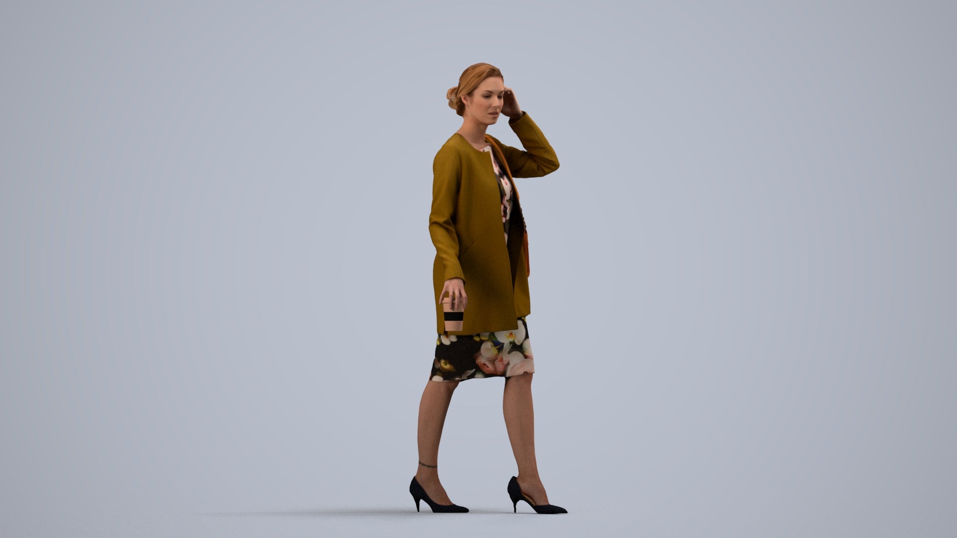 realistic 3D people woman casual couple, render-ready for V-Ray and Corona, FBX OBJ, side view render