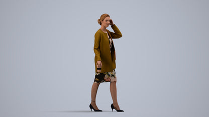 realistic 3D people woman casual couple, render-ready for V-Ray and Corona, FBX OBJ, side view render