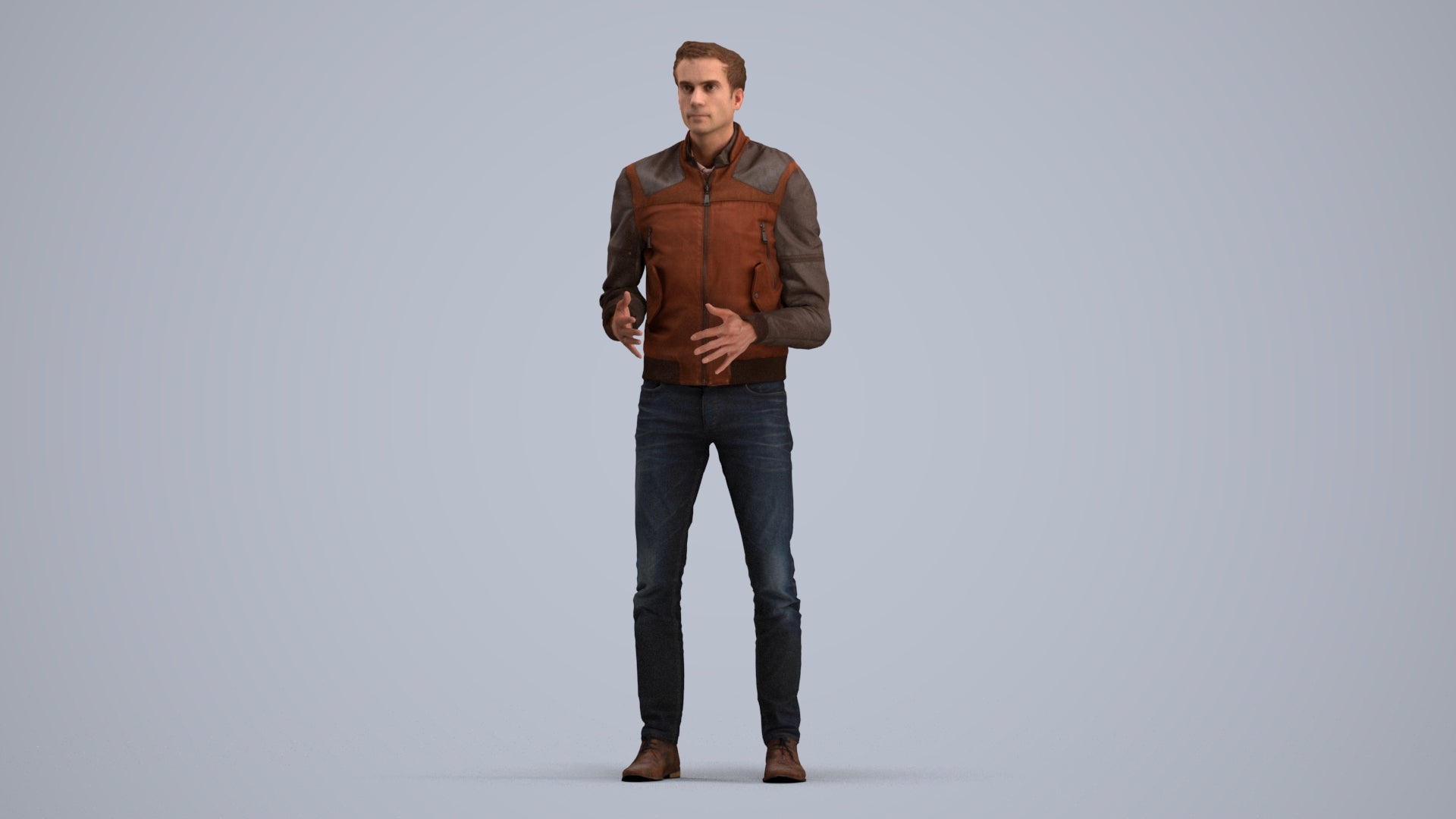 realistic 3D man casual business, scanned archviz people for Blender and 3ds Max, standing pose render