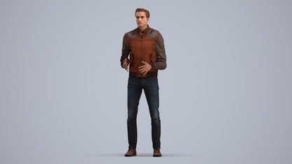 realistic 3D man casual business, scanned archviz people for Blender and 3ds Max, standing pose render