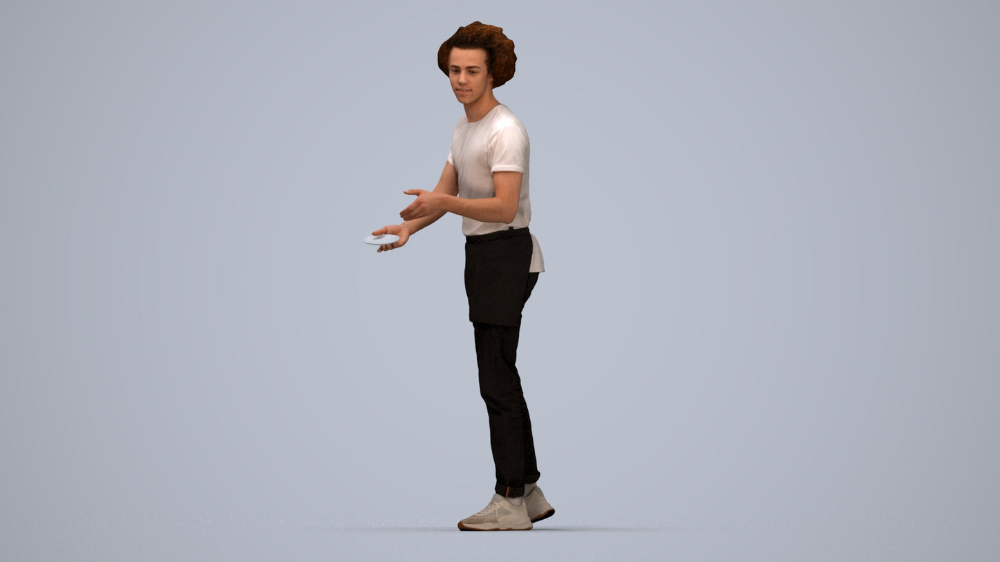 realistic 3D human man standing, archviz people FBX OBJ for Blender, top-down view render