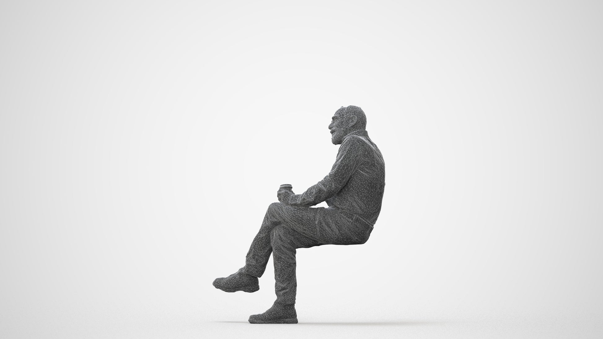 realistic 3D people senior man casual sitting, render-ready for V-Ray and Corona, FBX OBJ, square thumbnail
