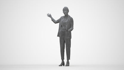 photogrammetry 3D woman business, realistic human model archviz FBX, wireframe back view
