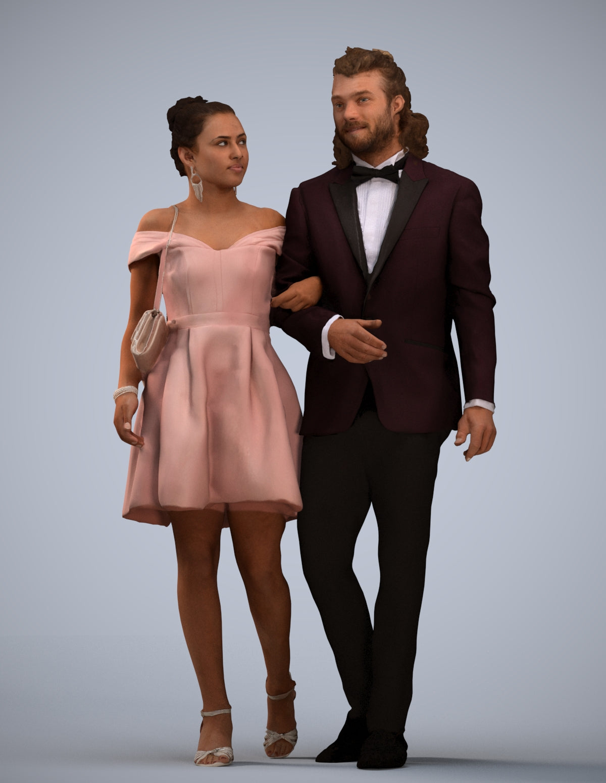 photogrammetry 3D woman formal couple, realistic human model archviz FBX