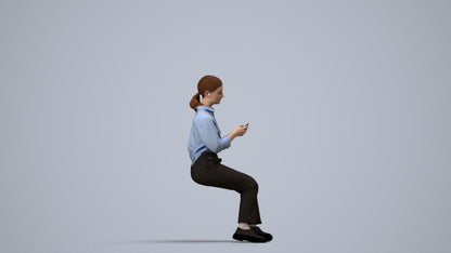 3D people model girl business kids, scanned human for 3ds Max rendering, side view render