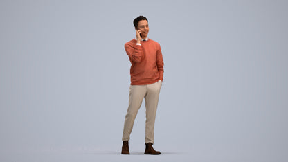 3D human model man casual walking, photogrammetry scanned person for archviz, standing pose render