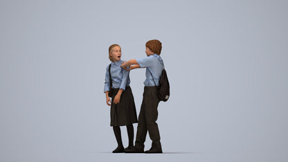 3D human model girl kids, photogrammetry scanned person for archviz, top-down view render