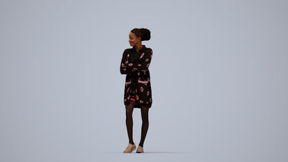 3D people model woman casual standing, scanned human for 3ds Max rendering, top-down view render