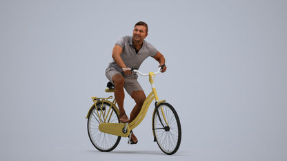 photogrammetry 3D man casual cycling, realistic human model archviz FBX, standing pose render