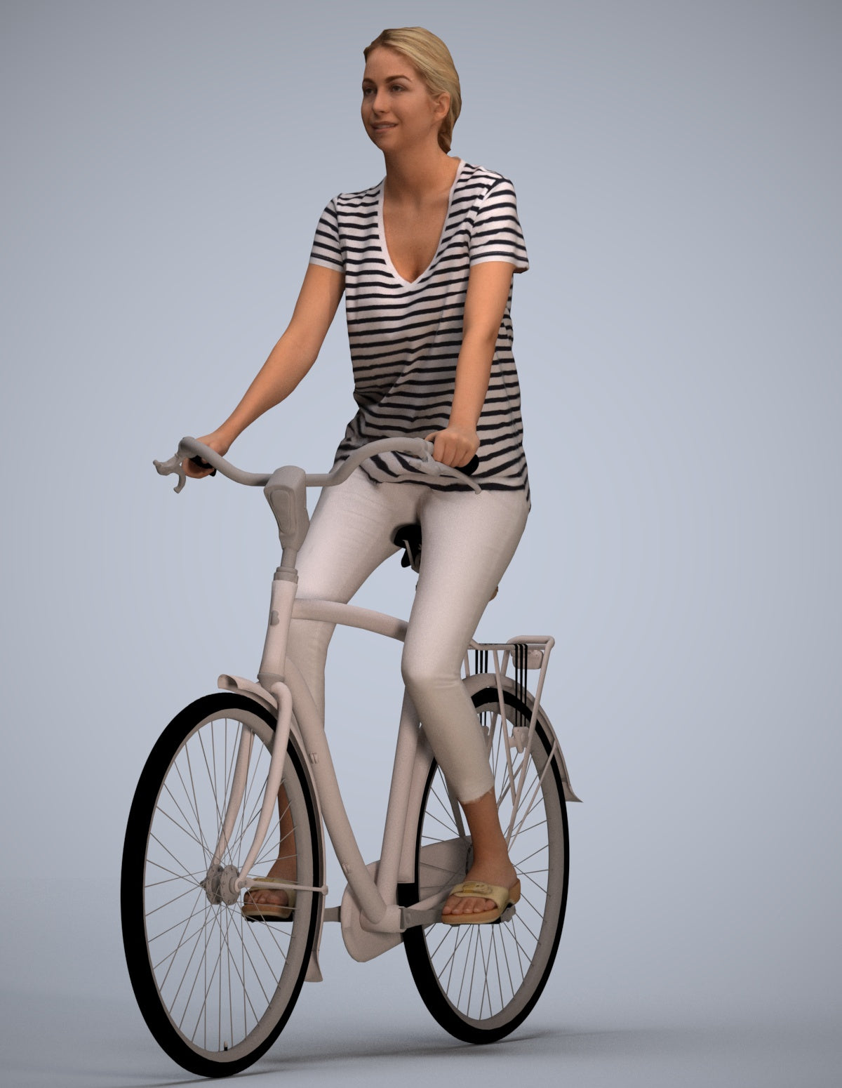 3D people model woman casual cycling, scanned human for 3ds Max rendering