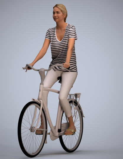 3D people model woman casual cycling, scanned human for 3ds Max rendering