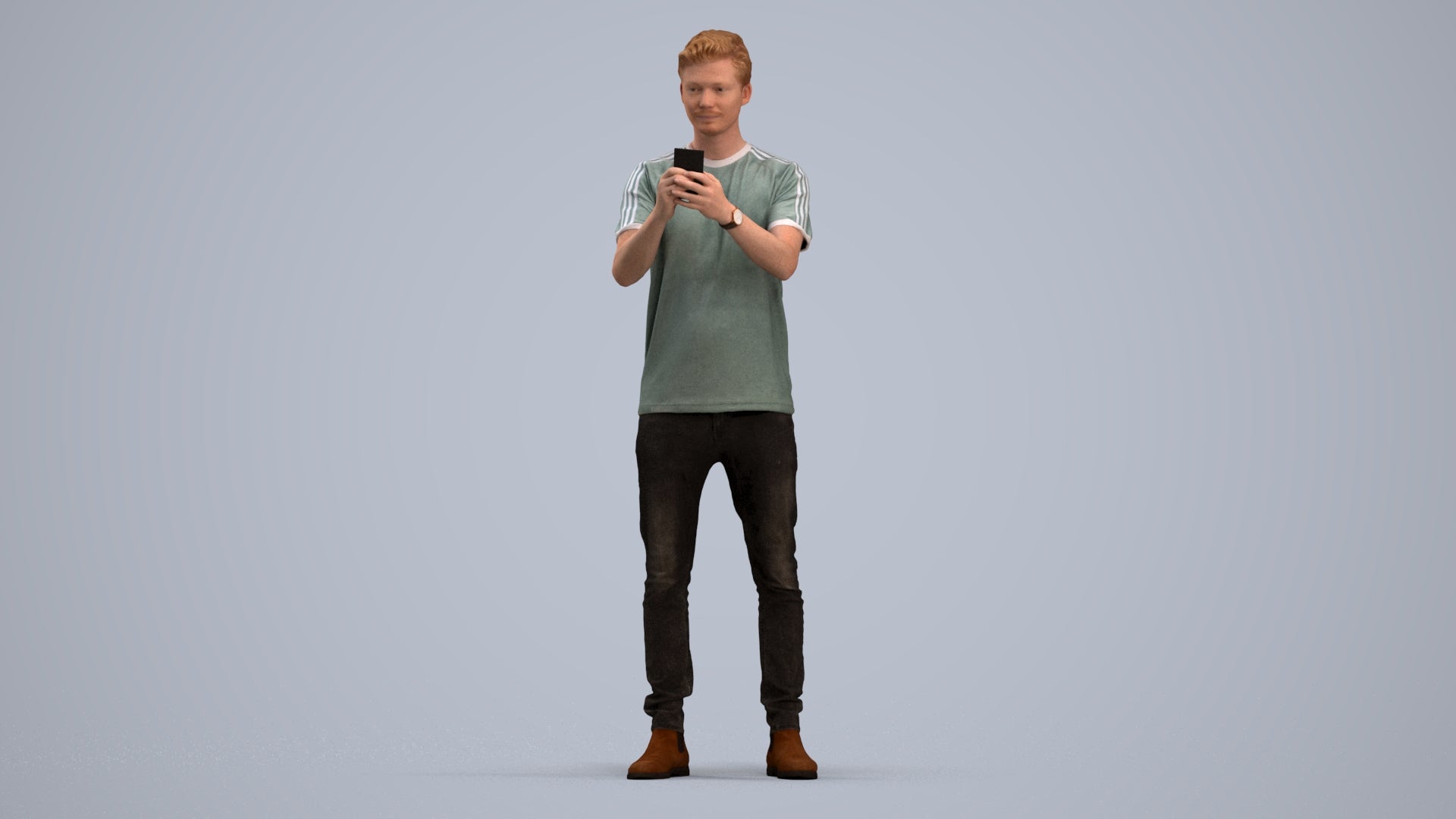 scanned 3D man casual standing, photogrammetry people for Enscape and V-Ray, standing pose render