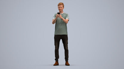 scanned 3D man casual standing, photogrammetry people for Enscape and V-Ray, standing pose render