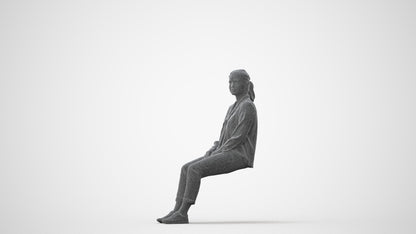 realistic 3D people woman casual sitting, render-ready for V-Ray and Corona, FBX OBJ, square thumbnail