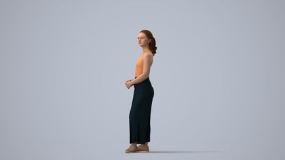 photogrammetry 3D girl casual kids, realistic human model archviz FBX, three-quarter view render