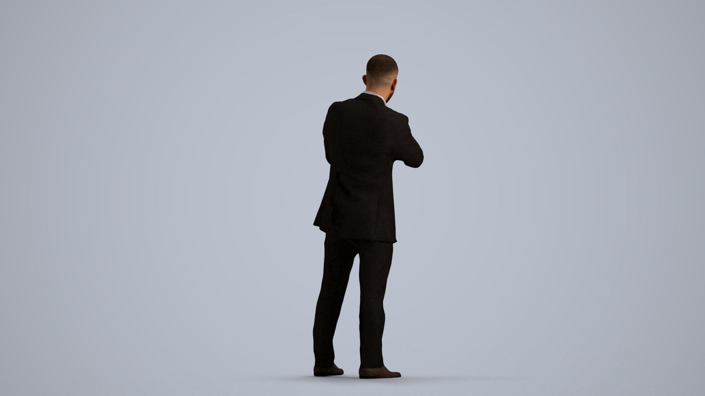 photogrammetry 3D man business, realistic human model archviz FBX, front view render