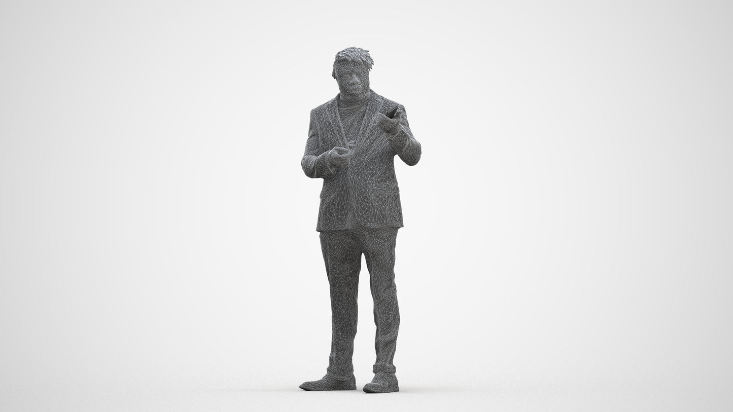 scanned 3D man business, photogrammetry people for Enscape and V-Ray, three-quarter front view render