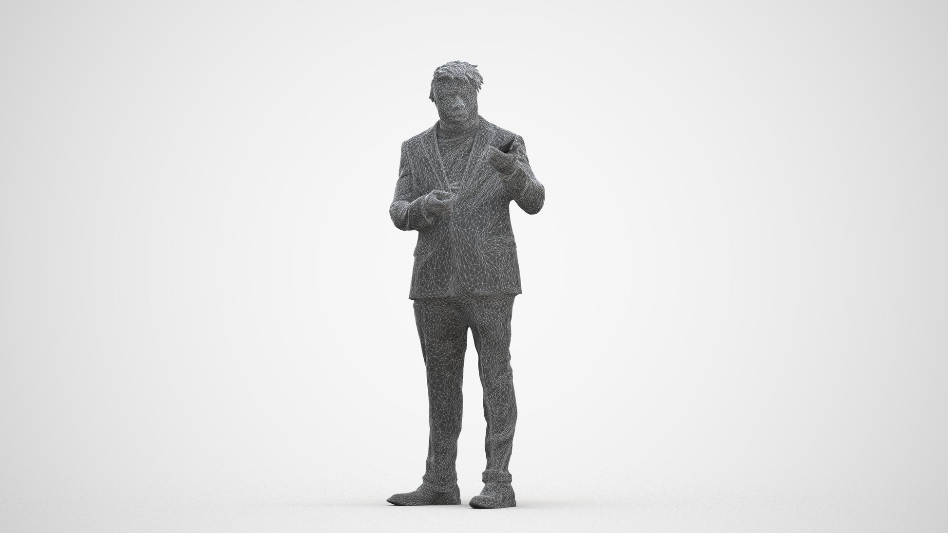 scanned 3D man business, photogrammetry people for Enscape and V-Ray, three-quarter front view render