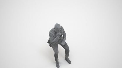 3D people model man business, scanned human for 3ds Max rendering, wireframe three-quarter view