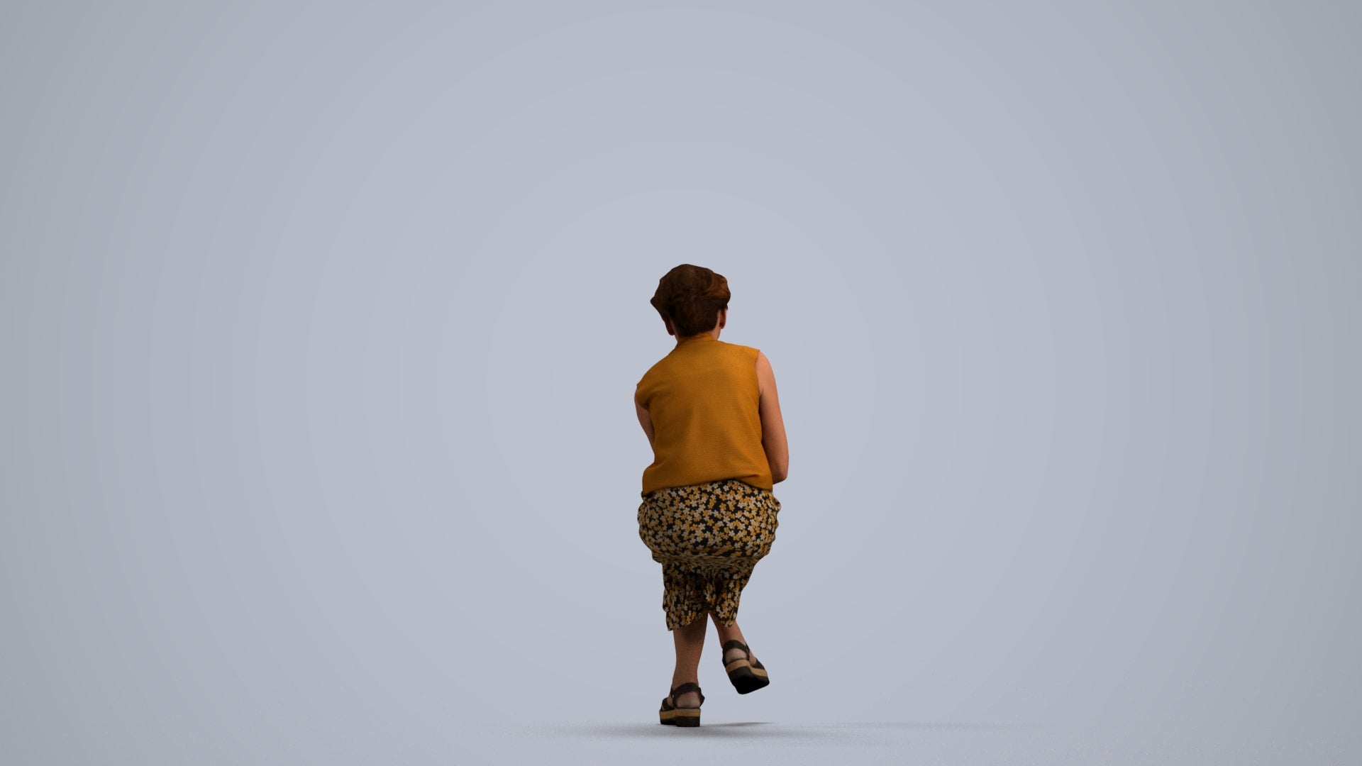 scanned 3D woman casual sitting, photogrammetry people for Enscape and V-Ray, front view render