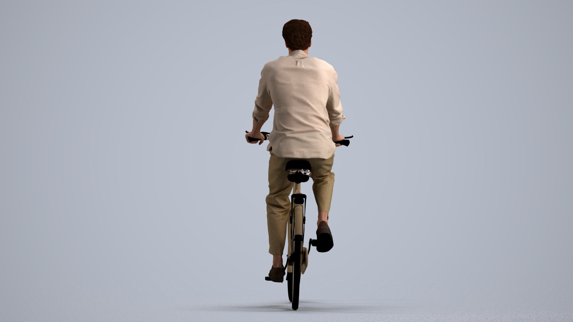 3D scanned man cycling casual, photorealistic archviz people for Enscape and SketchUp, front view render