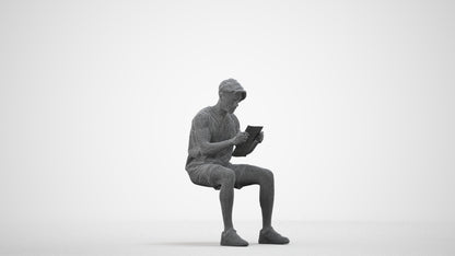 photogrammetry 3D man sport, realistic human model archviz FBX, wireframe side view