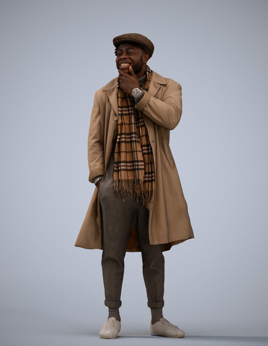 3D human model man casual standing, photogrammetry scanned person for archviz