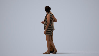realistic 3D people woman casual couple, render-ready for V-Ray and Corona, FBX OBJ, three-quarter view render